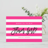 Chique roze witte strepen word je mijn Bloemenmeis Kaart (Staand voorkant)