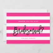 Chique roze witte strepen zal je mijn bruidsmeisje kaart (Voorkant)