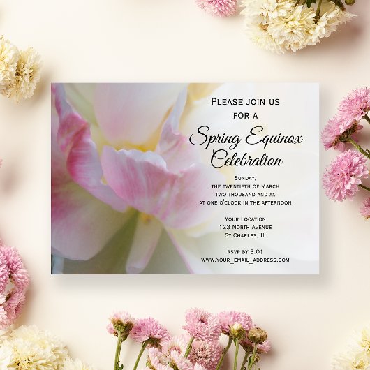 Chique Roze Witte Tulp Lente-Equinox-viering Kaart