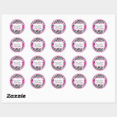 Chique roze zebra print Adresetiketten Ronde Sticker (Vel)