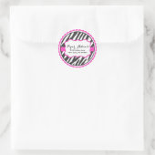 Chique roze zebra print Adresetiketten Ronde Sticker (Tas)