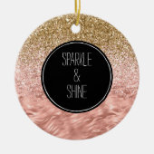 Chique roze zebra print Glitz Keramisch Ornament (Voorkant)