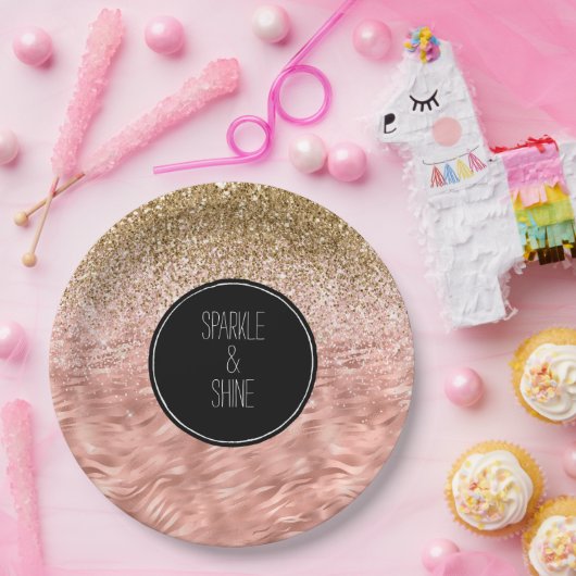 Chique roze zebra print Glitz Papieren Bordje (Feest)