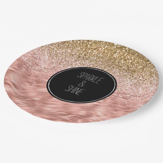 Chique roze zebra print Glitz Papieren Bordje (Gekanteld)