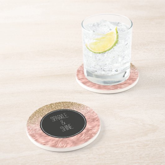 Chique roze zebra print Glitz Zandsteen Onderzetter (Zijkant)