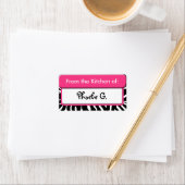 Chique Roze Zebra Print "Uit de keuken van" Etiket (Insitu)