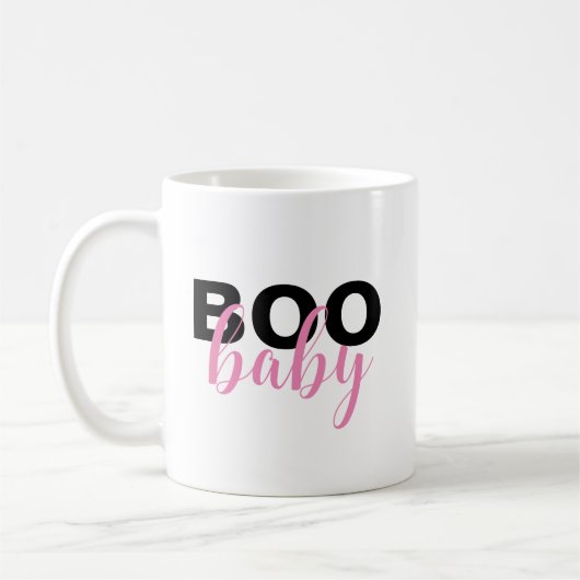 Chique Roze Zwart Boo Baby Quote Koffiemok (Links)