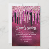 Chique roze zwart glitter druppels Kerstmis Nieuwj (Voorkant)