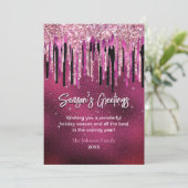 Chique roze zwart glitter druppels Kerstmis Nieuwj (Staand voorkant)