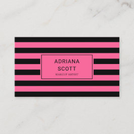Chique Roze Zwart Streep Beauty Professional Visitekaartje