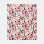 Chique Roze Zwart & Wit Eiffeltoren Parijs Frans Fleece Deken (Voorkant)