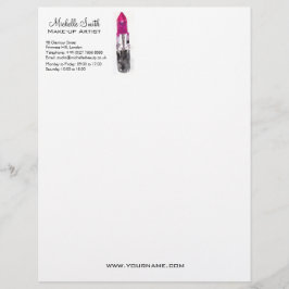 Chique roze zwart zilver waterverf lippenstift Mak Briefhoofd Ontwerp