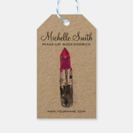 Chique roze zwart zilver waterverf lippenstift Mak Cadeaulabel