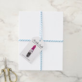 Chique roze zwart zilver waterverf lippenstift Mak Cadeaulabel (Met Touw)