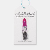 Chique roze zwart zilver waterverf lippenstift Mak Cadeaulabel (Voorkant)