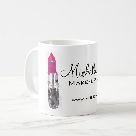 Chique roze zwart zilver waterverf lippenstift Mak Koffiemok (Voorkant links)