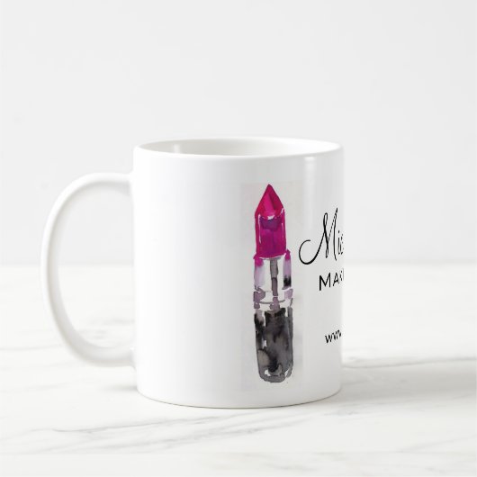 Chique roze zwart zilver waterverf lippenstift Mak Koffiemok (Links)