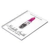 Chique roze zwart zilver waterverf lippenstift Mak Notitieboek (Linkerzijde)