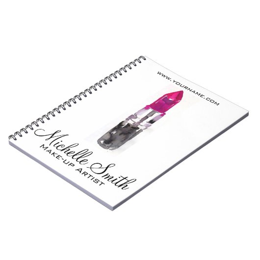 Chique roze zwart zilver waterverf lippenstift Mak Notitieboek (Linkerzijde)