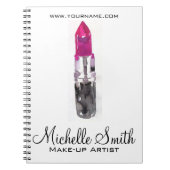 Chique roze zwart zilver waterverf lippenstift Mak Notitieboek (Voorkant)