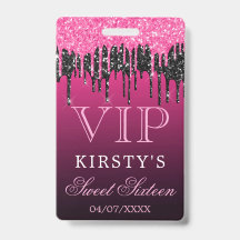 Chique roze zwarte druipende glitter Sweet Sixteen