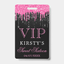 Chique roze zwarte druipende glitter Sweet Sixteen