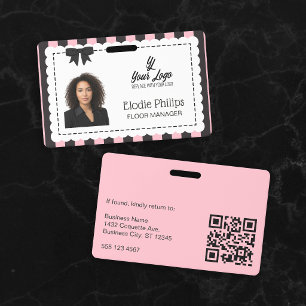 Chique roze zwarte strepen geschulpte randen en st badge