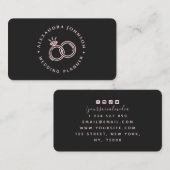 Chique roze & zwarte verlovingsring Logo Bruiloft  Visitekaartje (Voorkant / Achterkant)