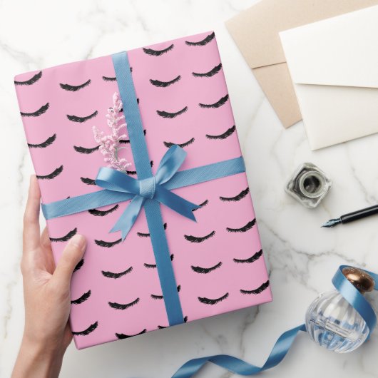 Chique Roze Zwarte Wimpers Glam Cadeaupapier (Geschenken)