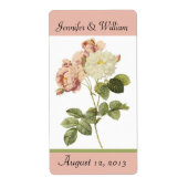 Chique Rozen Bruiloft Mini Wijnlabel Etiket (Voorkant)