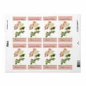Chique  Rozen Bruiloft Mini Wijnlabel Etiket (Full Sheet)