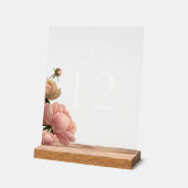 Chique rozen huwelijks tafelnummers acryl bord (Hoek)
