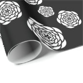 chique Rozen patroon | Zwart-witte bloemen Cadeaupapier (Rol Hoek)