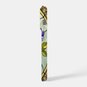 Chique rozen wilde viooltjes gebrandschilderd glas iPhone hoesje (Linkerkant)