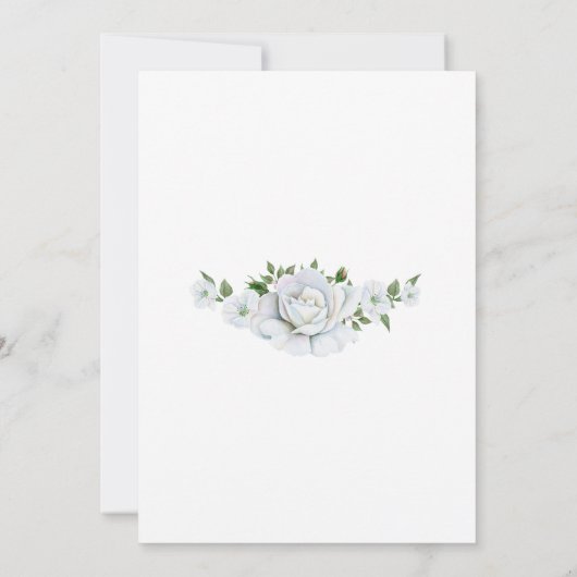 Chique Rozen & Zilveren Rand Bloemen Bruiloft Kaart (Achterkant)