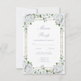 Chique rozen & zilveren rand bloemenmenu RSVP Kaartje
