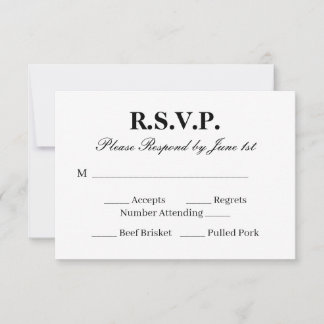 Chique RSVP-kaart voor een zwart-witte bruiloft RSVP Kaartje