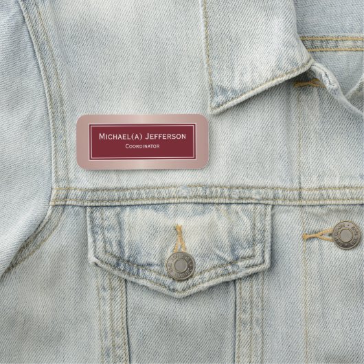 Chique Ruby donkerrood, luxe Roos goud metallic ro Naamplaatje (In situ)