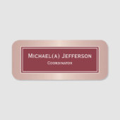 Chique Ruby donkerrood, luxe Roos goud metallic ro Naamplaatje (Voorkant)