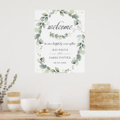 Chique Rustic Groene Krans Bruiloft Welkom Bord Poster (Keuken)