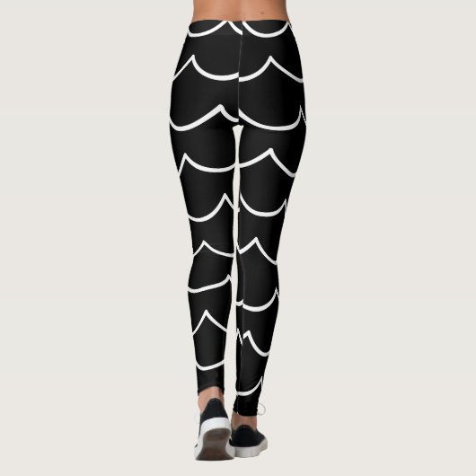 Chique rustiek Elegant Zwart & Wit Leggings (Achterkant)