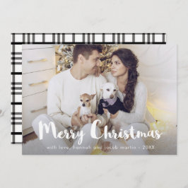 Chique rustiek geruite met foto Vrolijk kerstfeest Feestdagenkaart