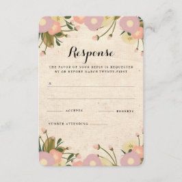 Chique Rustieke Aquarel Bloem Canvas Trouw RSVP Kaartje