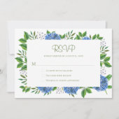 Chique Rustieke Blauwe Hortensia Watercolor RSVP K Kaart (Voorkant)