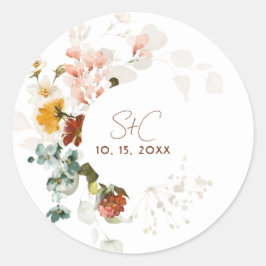 Chique rustieke Boho Wildflower bloementuin bruilo Ronde Sticker