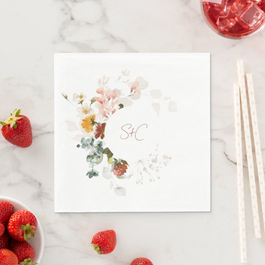 Chique rustieke Boho Wildflower bloementuin bruilo Servet (Insitu)