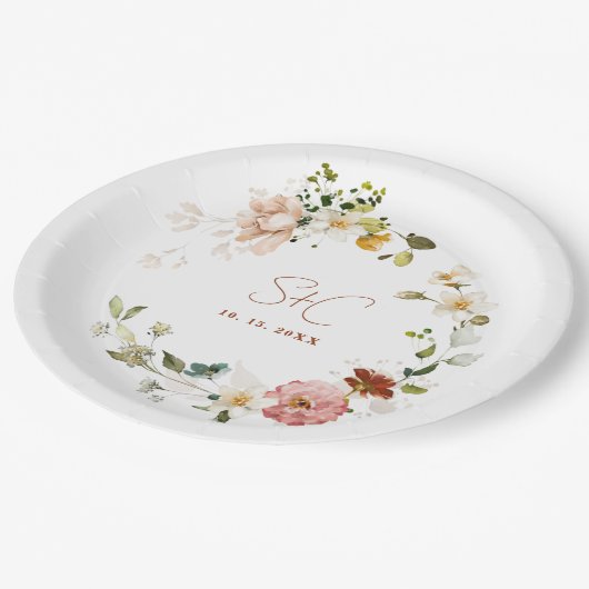 Chique rustieke Boho Wildflower bloementuin Papieren Bordje (Gekanteld)