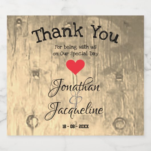 Chique rustieke bruiloft dank u aangepaste namen s sparkling wijnetiket (Enkel label)