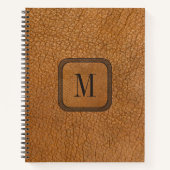 Chique rustieke  bruin boho lederen monogram notitieboek (Voorkant)