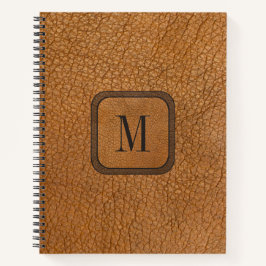Chique rustieke  bruin boho lederen monogram notitieboek